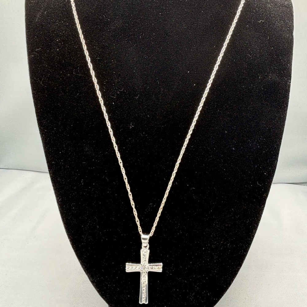 Silver Cross Diamond Necklace